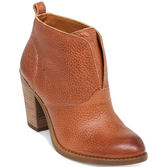 LUCKY BRAND | Boots Ehllen Caramel Brown Leather Heeled Ankle Booties | Size 7 - Picture 1 of 8